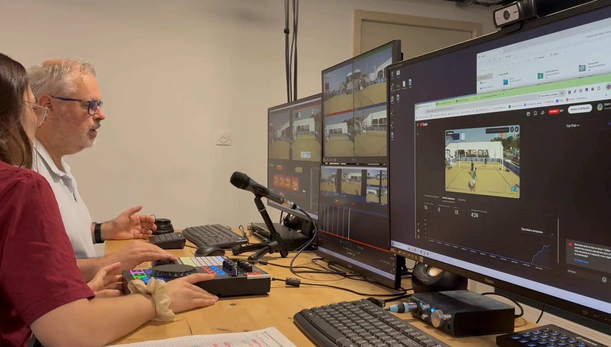 R&eacute;gie de r&eacute;alisation &agrave; Marmande &mdash; multiview des 4 cam&eacute;ras et incrustation du score